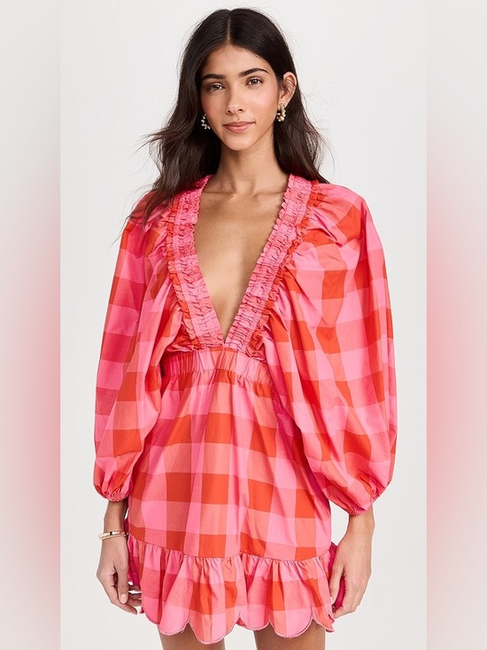 Sundress Dresses & Skirts - Sundress Paris Marine Dress in Big Gingham Red And Pink, Size L/XL